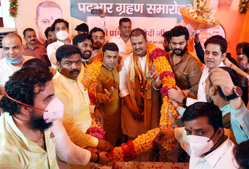 नवनियुक्त भाजयुमो प्रदेश अध्यक्ष प्रांशुदत्त का जोरदार स्वागत हुआ।